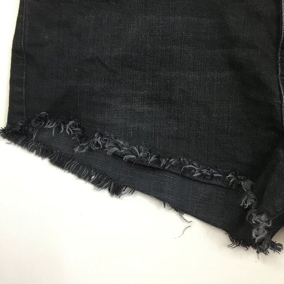 CURRENT ELLIOTT Logo Hardware Townhouse Black THE GAM Raw Edge Hem Denim Shorts - Picture 8 of 11